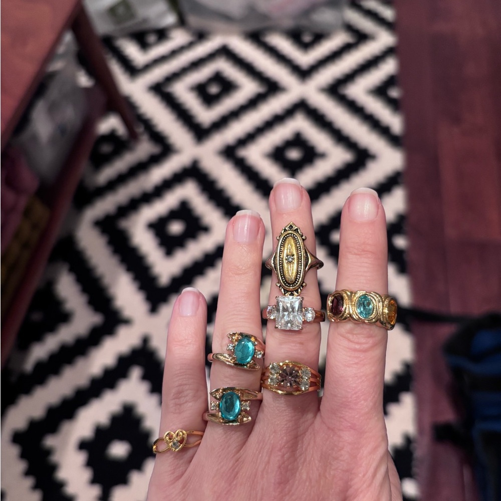 Lot of Vintage Gold Tone Electroplated Rings